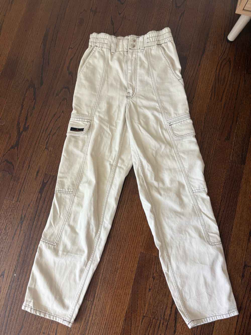 BDG Cream Carpenter Pants with Contrast Stitching